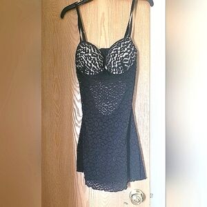SEDUCTIVE WEAR BLACK LACE PADDED BABYDOLL DRESS LARGE